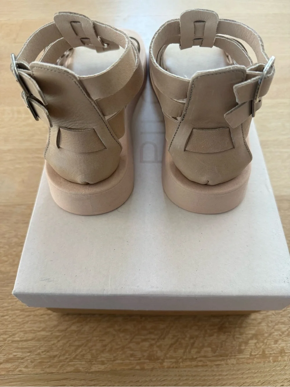 Pilcro Anthropologie Beige Strappy Gladiator Platform Sandals NWT